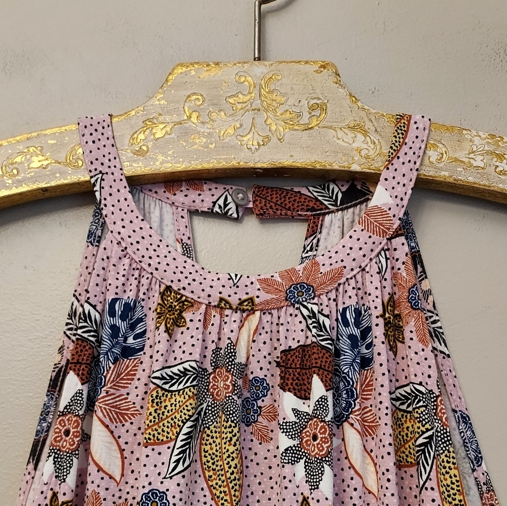 LOFT Rose Pink Floral Sleeveless Halter Tiered Knit Dress Medium NEW NWT - Picture 4 of 10